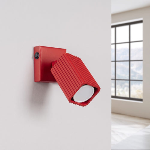 Sollux Lighting Wandlamp RAYO rood met schakelaar - 8x16x16cm