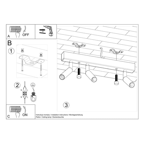 Sollux Lighting Plafondlamp EYETECH 3 wit - 35x3x20cm