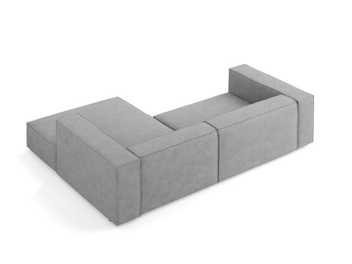 Cosmopolitan Design rechter hoekbank Arendal 3-zits, chenille met ribbeleffect, donkergrijs - 166x224x70cm