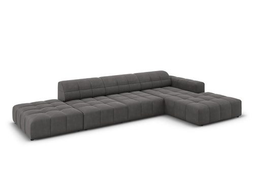 Cosmopolitan Design rechter hoekbank Chicago 5-zits, flueel grijs - 167x348x78cm