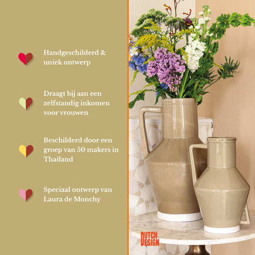 Return to Sender Vaas 45 cm taupe met handvat