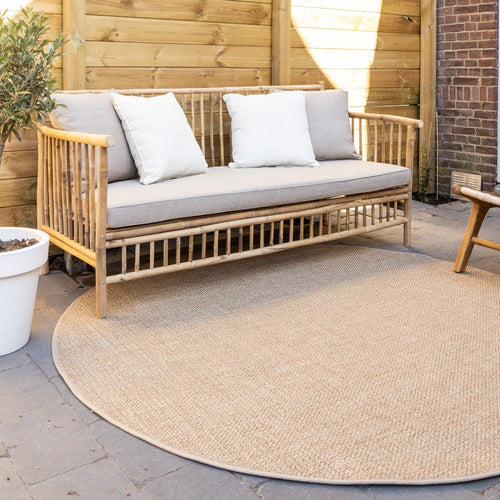 Interieur05 Rond Buitenkleed Jute Excellent Outdoor Bruin - 200 x 200 cm - vtwonen shop