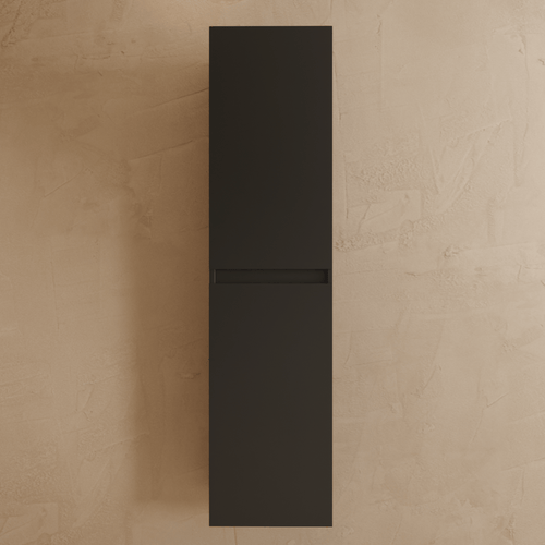 LOMAZOO badmeubelset Verona - met hoge kast & witte wastafel - mat zwart - 60 cm