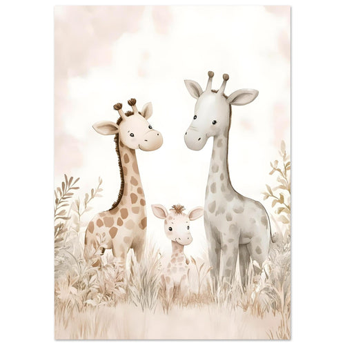 Artfulprints  Giraffen familie   poster A4 21x29.7 cm - vtwonen shop