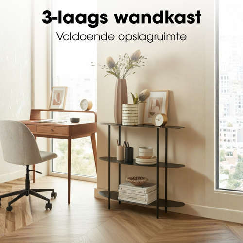 Mica Decorations Wandrek – Opbergrek en Metalen Wandrek voor Decoratie Woonkamer – Geschikt voor Planten en Accessoires – Stevig Rek van IJzer – 90 x
