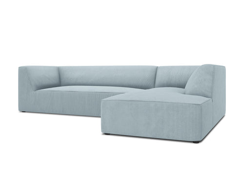 Micadoni rechter hoekbank Ruby 4-zits, ribfluwelen, lichtblauw - 180x273x69cm