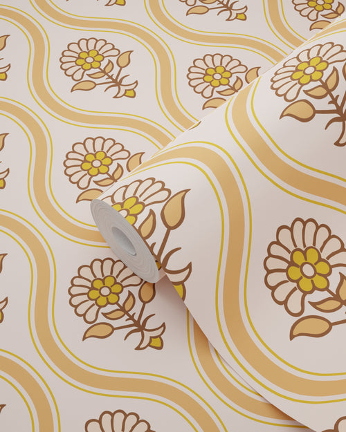 ESTAhome behang vintage bloemen oranje en beige - 50 x 900 cm - 131737