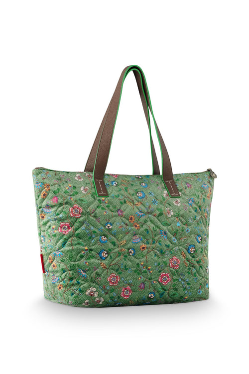 Pip Studio Tilda Tote Bag Medium Flora Bangalore Dames - Groen - 47x17x37 cm