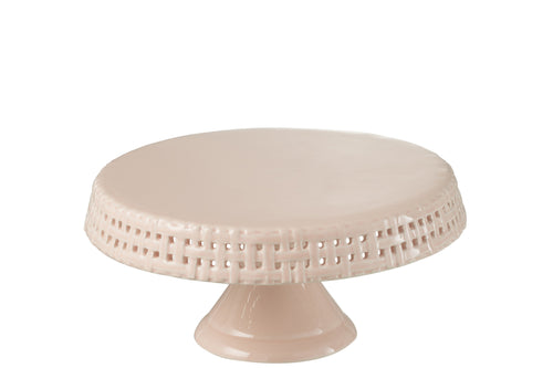 J-Line bord Cake bord - taartplateau - keramiek - roze - medium - vtwonen shop