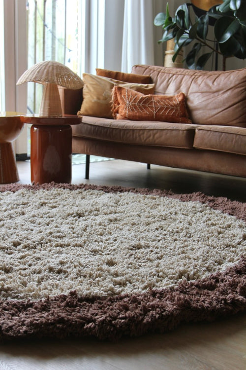 Interieur05 vloerkleed Pilo - hoogpolig - beige/bruin - Ø240 cm - vtwonen shop
