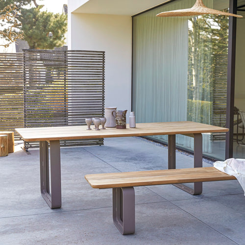 Tikamoon Tuintafel van gerecycled massief teakhout en aluminium voor 6/8 personen - Naturel