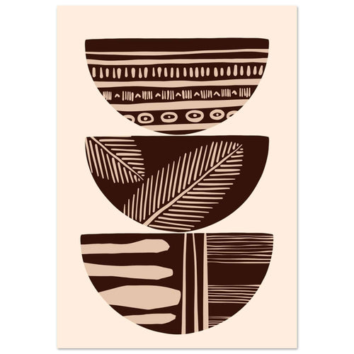 Artfulprints Poster met Lijst Boho – Patterned stack   - 70x100 cm - Bruin