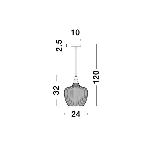 Merano Frisco Koepel Hanglamp Plafondlamp Mat Zwart Metaal Rokerig Grijs Glas LED E27