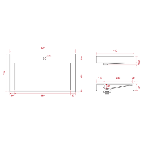 LOMAZOO badkamermeubel Zarivo - witte wastafel - glanzend wit - 80 cm