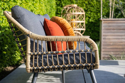 Margriet loungeset - 5-delig - carbon black -natural rotan-mystic grey