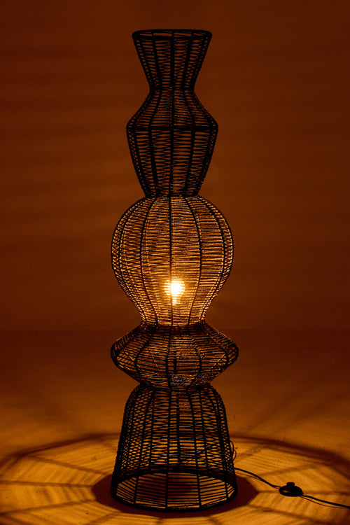 J-Line vloerlamp Touw - metaal - zwart