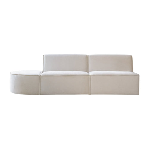 Tikamoon Afgeronde modulaire 2-zitsbank in beige stof - Beige