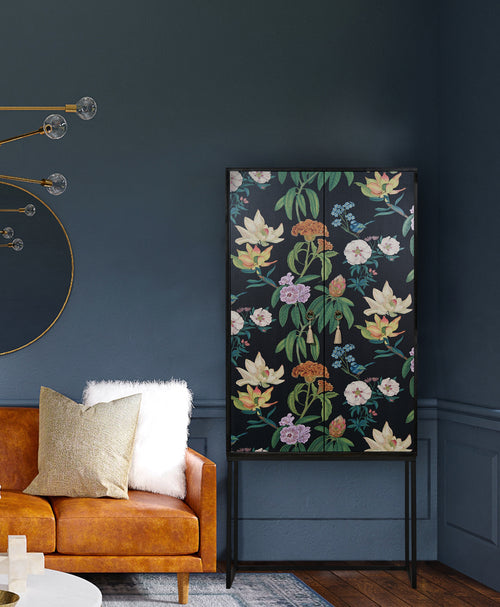 Kast dressoir met 2 deuren van MDF met zwart bloemenpatroon - vtwonen shop