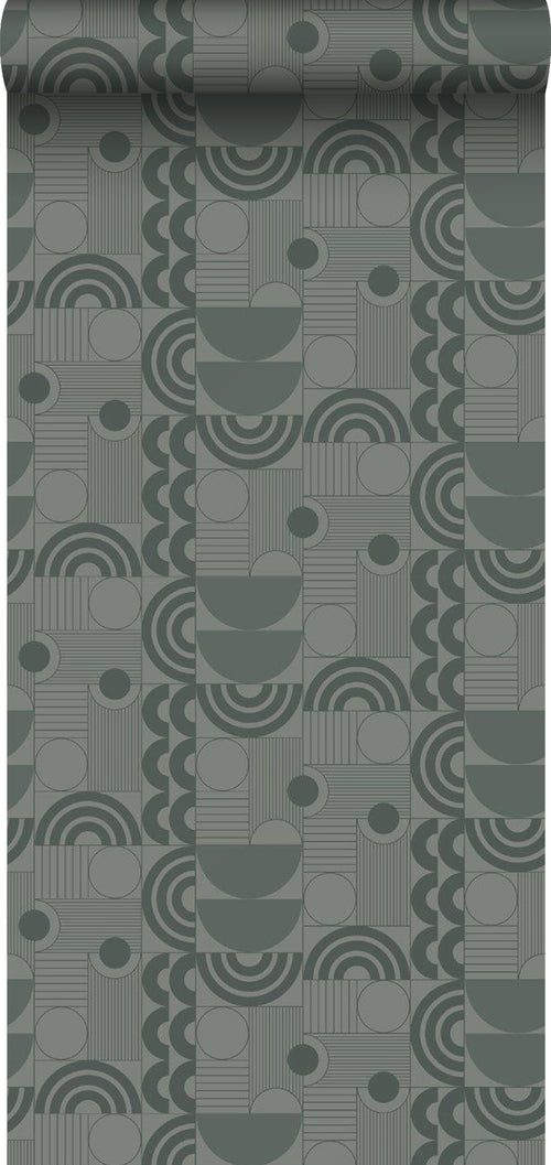 Borastapeter behang geometrische vormen groen - 53 cm x 10.05 m - 660878
