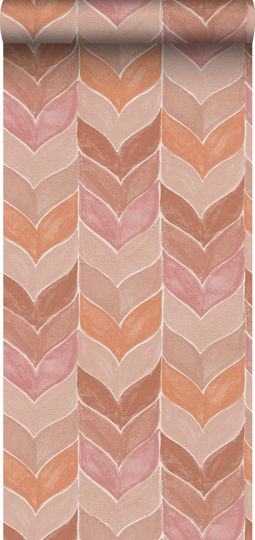 Sanders & Sanders behang grafisch motief terracotta roze - 53 cm x 10,05 m - 640739