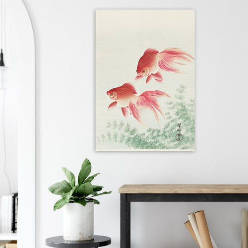 Artfulprints Poster Ohara Koson - Two veil goldfish   - A4 21x29.7 cm - Meerkleurig