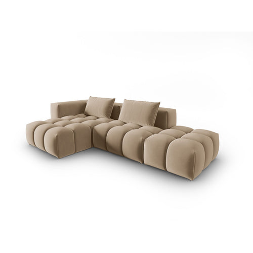 Cosmopolitan Design - Modulaire hoekbank links Verona 4-zits, flueel zand - 145x265x70cm