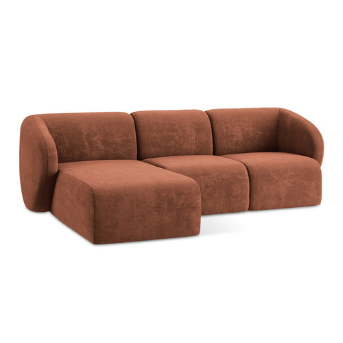 LaMiaSofa hoekbank links Cervo - chenille stof - terracotta - 248x166x91