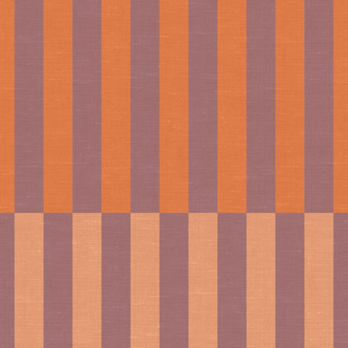 ESTAhome behang linnen-look strepen paars en oranje - 50 x 900 cm - 132253