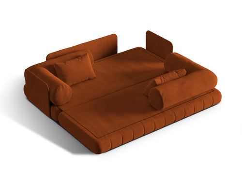 Cosmopolitan Design Converteerbare bank Kemi 3-zits, flueel terracotta - 95x206x70cm