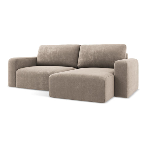 LaMiaSofa hoekbank rechts Ostia - chenille stof - donkerbeige - 244x149x79