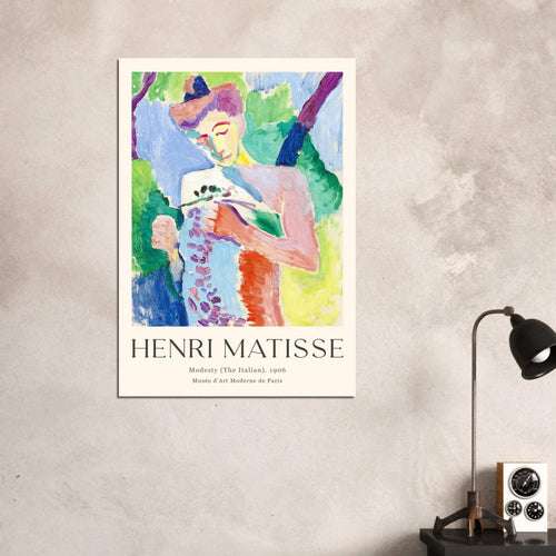 Artfulprints Poster met Lijst Matisse - Modesty 1906   - A4 21x29.7 cm - Meerkleurig