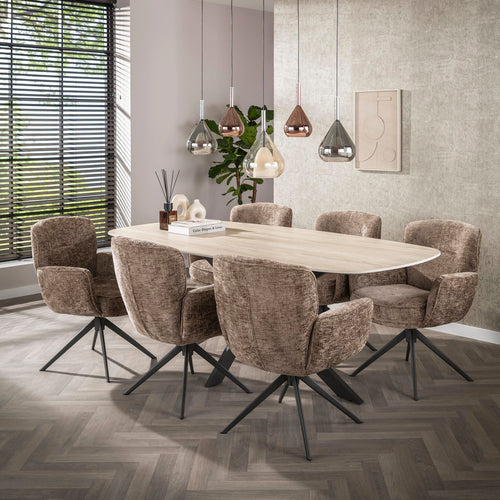 Giga Living Eetkamerstoel Forza - Champagne - Draaibaar - Set van 2