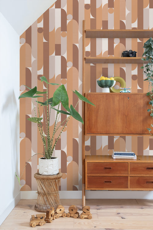 ESTAhome behang geometrische vormen lichtbruin - 50 x 900 cm - 131060 - vtwonen shop