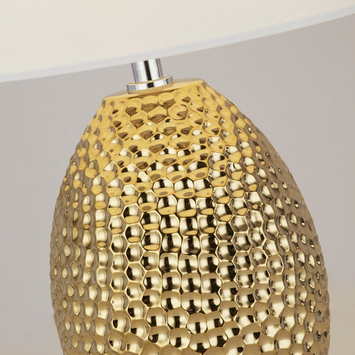 Searchlight Nadine Tafellamp Keramiek Goud & Crème Stoffen Kap