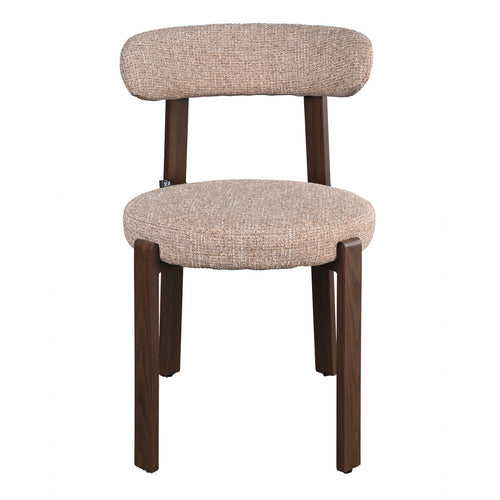 DÉJA Living Eetkamerstoel Lagan - Taupe/Walnoot Stof - Set van 2 - vtwonen shop