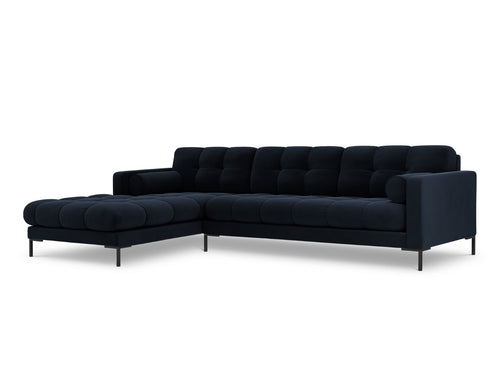 Cosmopolitan Design linker hoekbank Bali 5-zits, flueel, donkerblauw - 185x293x75cm