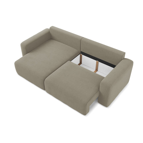 LaMiaSofa hoekbank links Ostia - textuurstof - donkerbeige - 244x149x79