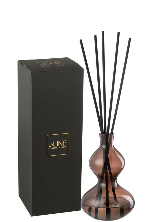 J-Line geurolie + stokjes Li-ly land - glas - bruin - small - vtwonen shop