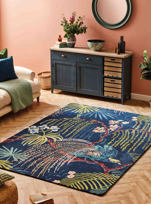 Laagpolig vloerkleed Sanderson Rain Forest Tropical Night 50708 250x350 cm - vtwonen shop