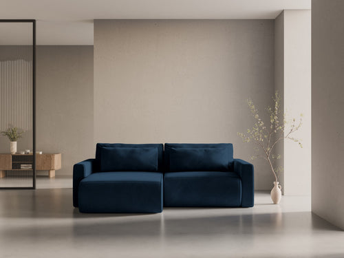 Cosmopolitan Design Omkeerbare converteerbare hoekbank met opbergdoos Belfast 3-zits, flueel koningsblauw - 149x240x84cm