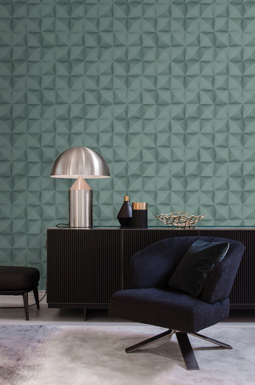 Origin Wallcoverings behang 3D-motief petrolblauw - 50 x 900 cm - 347961 - vtwonen shop