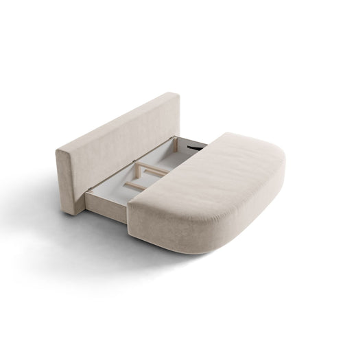 Cosmopolitan Design - Slaapbank met opbergdoos Sophia 3-zits, flueel beige - 110x202x89cm