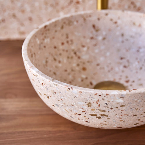 Tikamoon Ronde waskom van roze premium terrazzo ∅ 32 cm - Roze