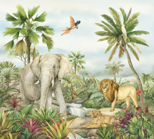 Sanders & Sanders fotobehang jungle dieren groen - 270 x 300 cm - 601187 - vtwonen shop