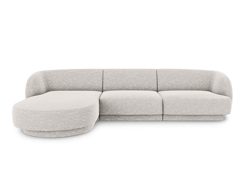 Micadoni linker hoekbank Miley 4-zits, chenille, lichtgrijs - 156x255x70cm