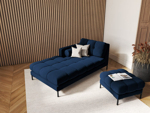 Cosmopolitan Design linker meridiaan Bali flueel, koningsblauw - 185x102x75cm