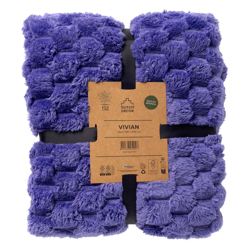 VIVIAN - plaid 150x200 cm - superzacht - 100% gerecycled - Liberty - paars