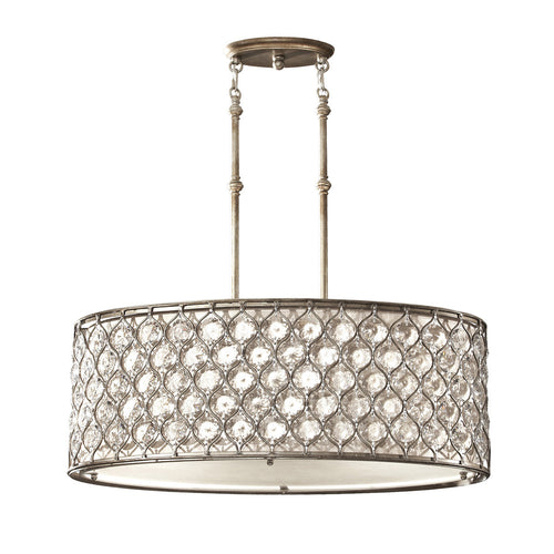 Elstead Lucia - Cilindrische hanglamp met 3 lichtpunten, gepolijst zilver, E27