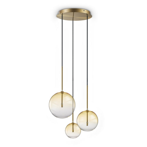 Ideal Lux EQUINOXE Cluster hanglamp met amberkleurige kap, 3x G4