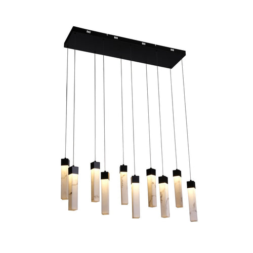 Searchlight Moonbeam 10-lichts plafondlamp, zwart metaal en gemarmerd hars